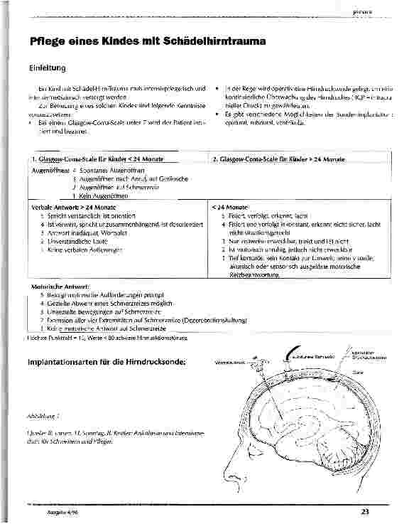 Vorschauseite 1: Pflege eines Kindes mit Schädelhirntrauma