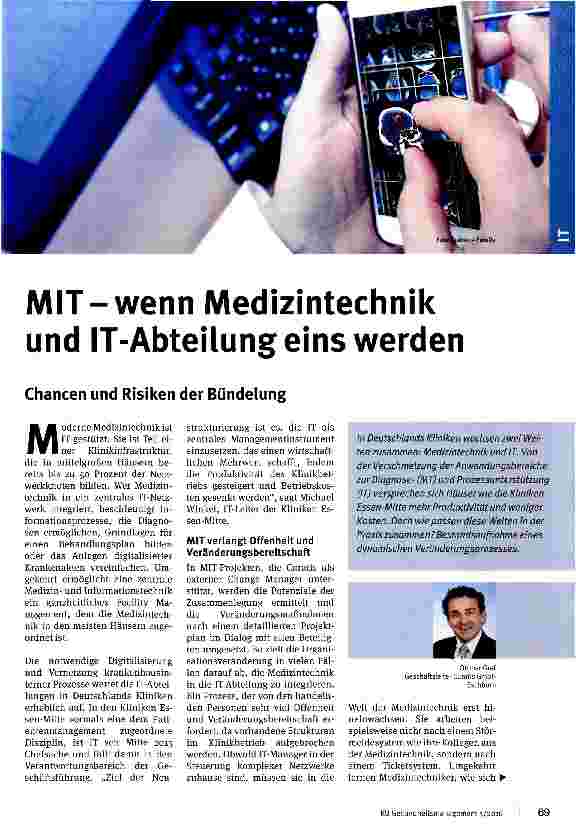 Vorschauseite 1: MIT-wenn Medizintechnik und IT-Abteilung eins werden