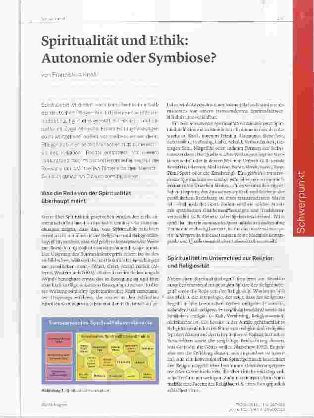 Vorschauseite 1: Spiritualität und Ethik: Autonomie oder Symbiose?