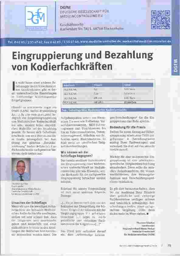 Vorschauseite 1: Eingruppierungund Bezahlung von Kodierfachkräften