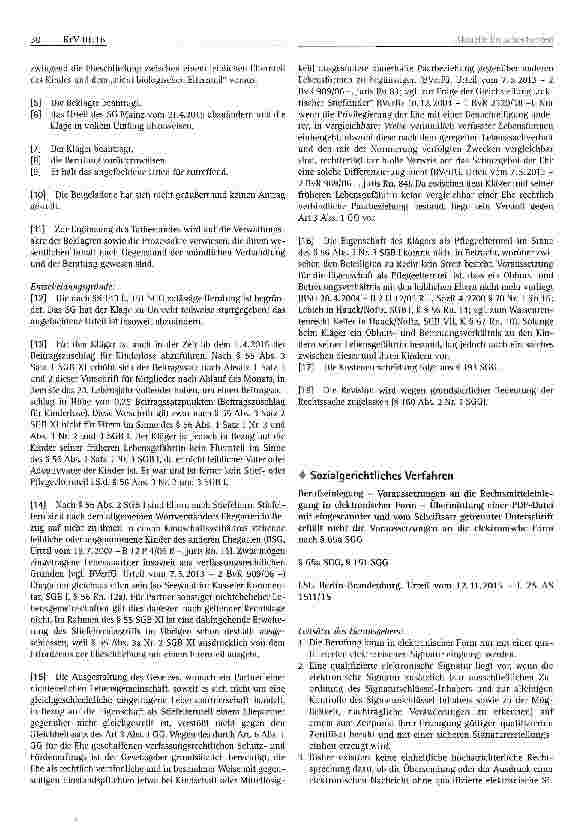 Vorschauseite 2: Beitragszuschlag für Kinderlose - Partner einer nichtehelichen Lebensgemeinschaft kein Elternteil der Kinder seiner Lebenspartnerin - Verfassungsgemäßheit der Nichtgleich Stellung…