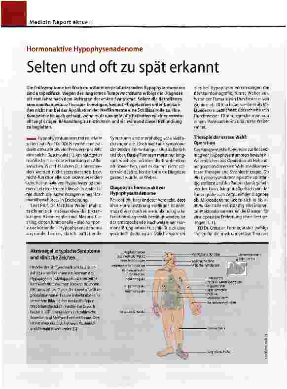 Vorschauseite 1: Hormonaktive Hypophysenadenome Selten und oft zu spät erkannt