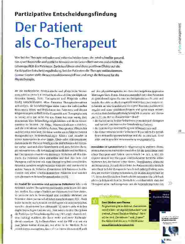Vorschauseite 1: Partizipative EntscheidungsfindungDer Patient als Co-Therapeut