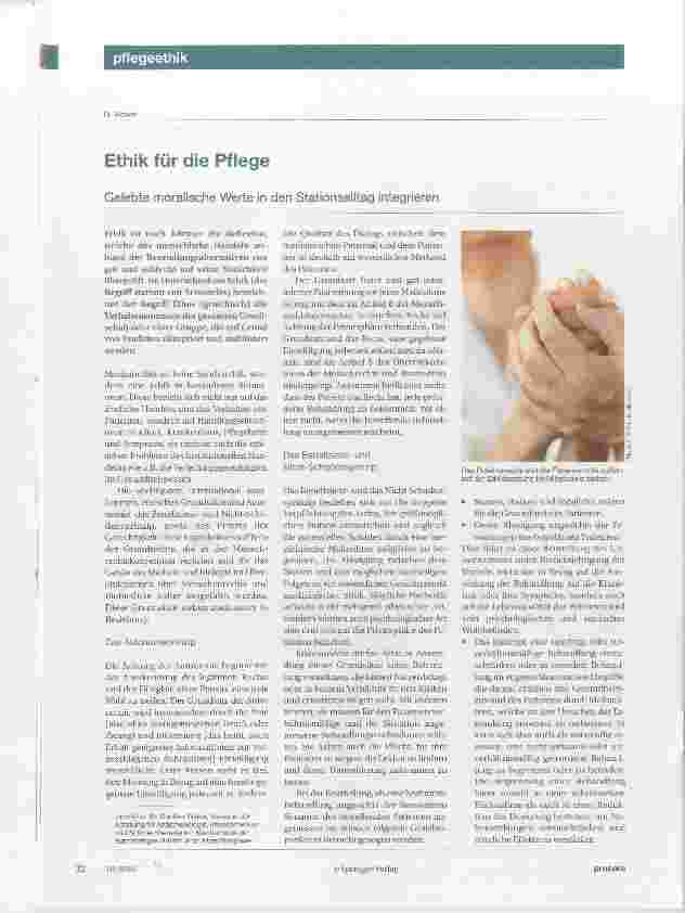 Vorschauseite 1: Ethik für die Pflege
