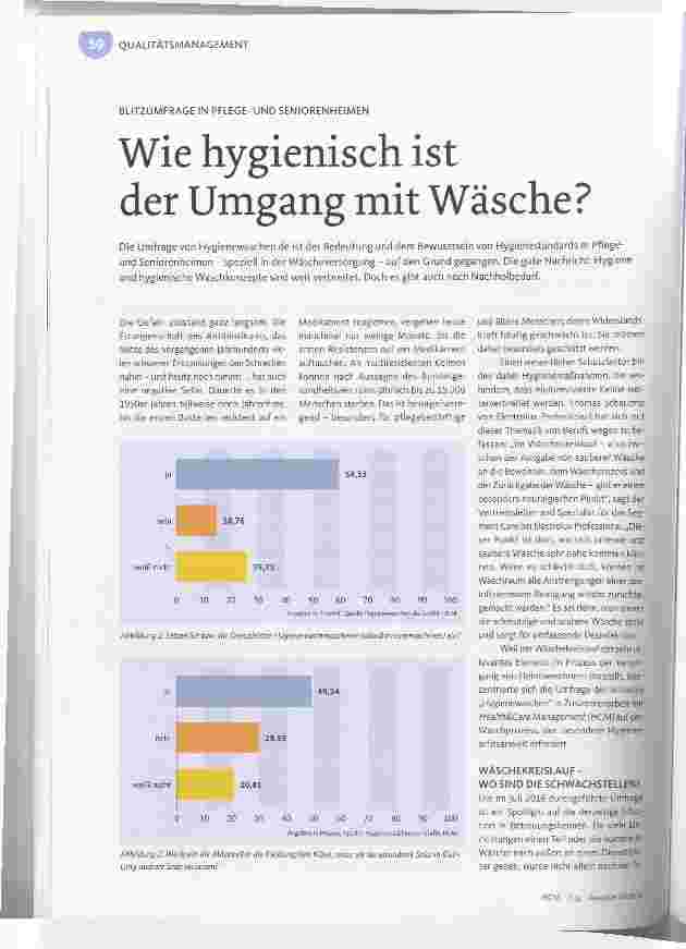 Vorschauseite 1: BLITZUMFRAGE IN PFLEGE- UND SENIORENHEIMEN Wie hygienisch ist der Umgang mit Wäsche?