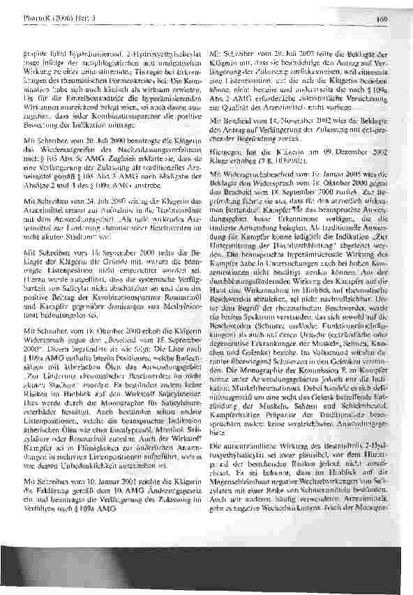 Vorschauseite 2: Zum Anspruch auf Einräumung einer Listenposition in der Aufstellung nach § 109a Abs. 3 AMG für eine Stoffkombination Verwaltungsgericht Köln, Urteil vom 13. Dezember 2005 - 7 K 10…
