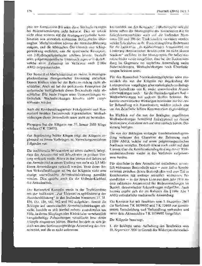 Vorschauseite 3: Zum Anspruch auf Einräumung einer Listenposition in der Aufstellung nach § 109a Abs. 3 AMG für eine Stoffkombination Verwaltungsgericht Köln, Urteil vom 13. Dezember 2005 - 7 K 10…