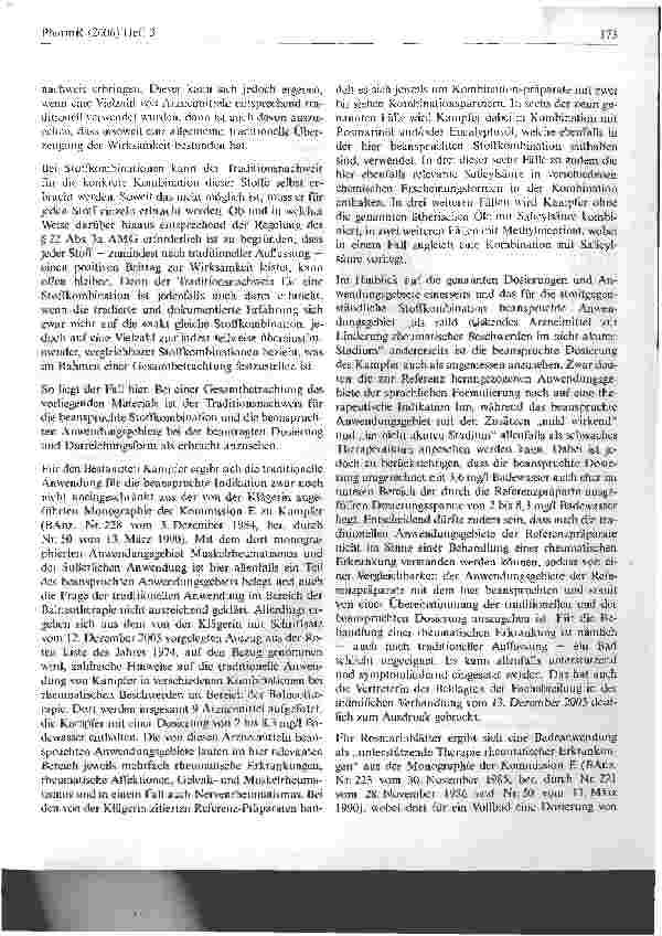 Vorschauseite 6: Zum Anspruch auf Einräumung einer Listenposition in der Aufstellung nach § 109a Abs. 3 AMG für eine Stoffkombination Verwaltungsgericht Köln, Urteil vom 13. Dezember 2005 - 7 K 10…