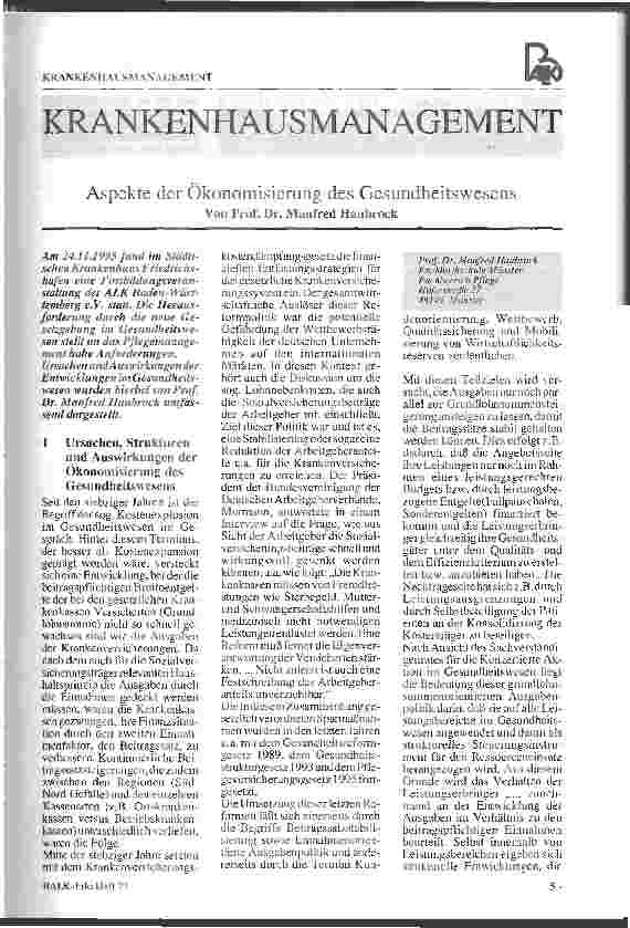 Vorschauseite 1: Aspekte der Ökonomisierung des Gesundheitswesens Krankenhausmanagement