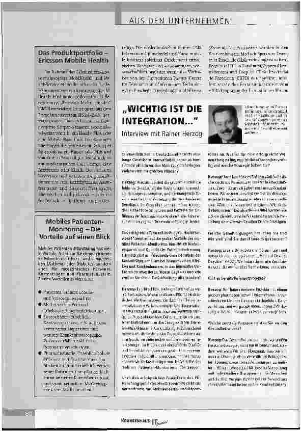 Vorschauseite 3: TELEMEDIZIN IM VORMARSCH - EU-Projekt HealthService24 erfolgreich abgeschlossen - Produkte jetzt marktreif