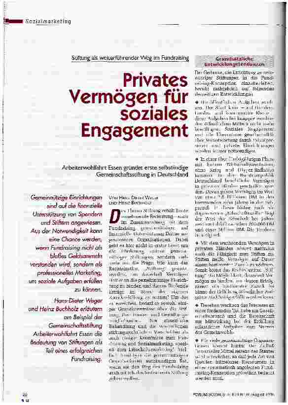 Vorschauseite 1: Privates Vermögen für soziales Engagement