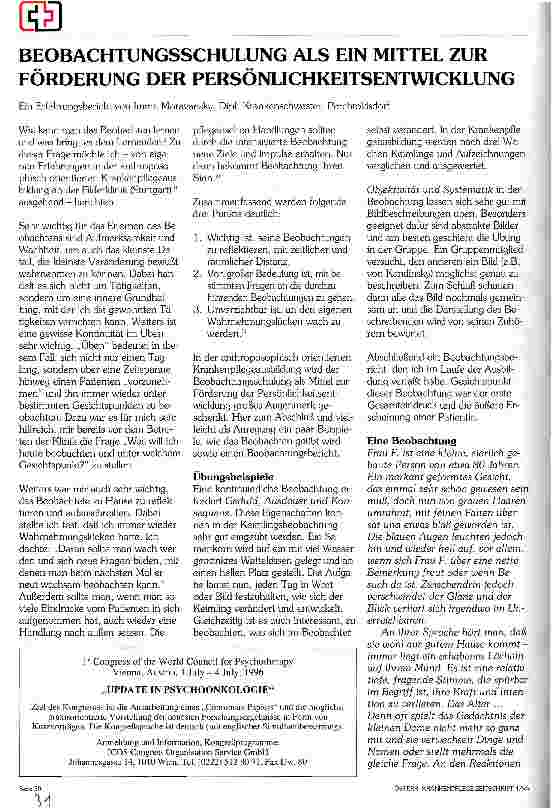 Vorschauseite 1: Beobachtungsschulung als ein Mittel zur Förderung der Persönlichkeitsentwicklung