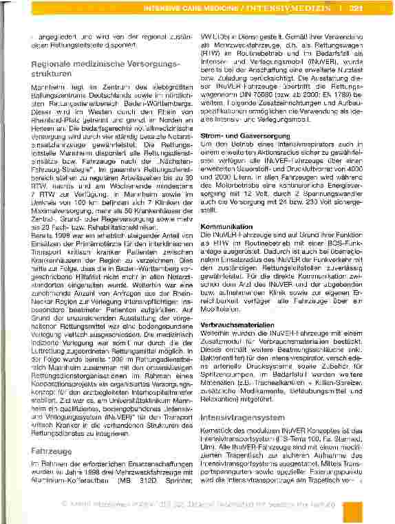 Vorschauseite 3: Ein modulares Fahrzeugkonzept für den bodengebundenen-Das Intensivund Verlegungsmobil Mannheim -