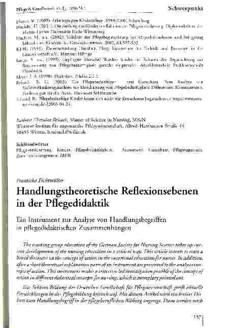 Vorschauseite 1: Handlungstheoretische Reflexionsebenen in der Pflegedidaktik. Ein Instrument zur Analyse von Handlungsbegriffen in pflegedidaktischen Zusammenhängen