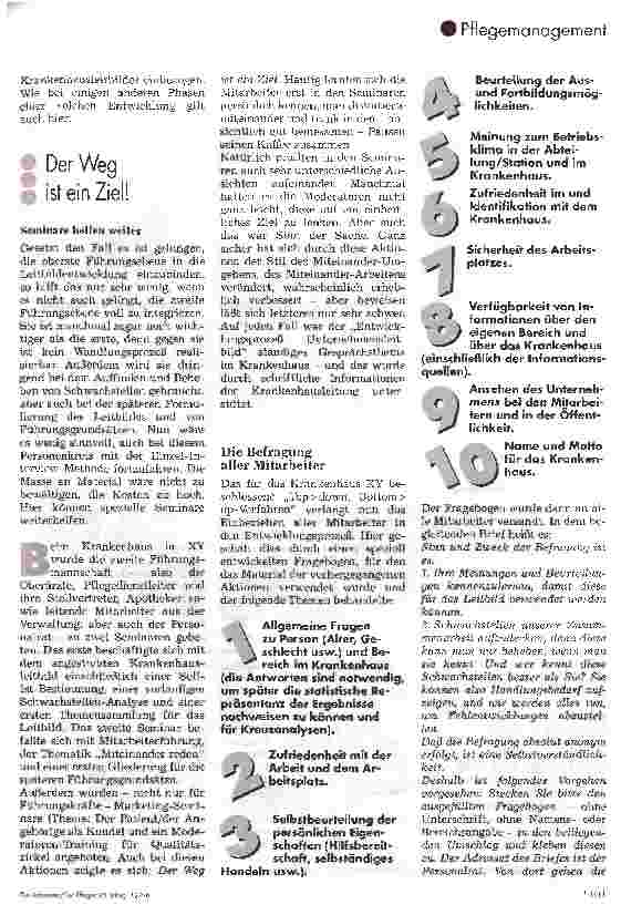 Vorschauseite 3: Der Weg ist schon ein Ziel! - Ein Krankenhaus auf dem Weg zum Klinikleitbild -