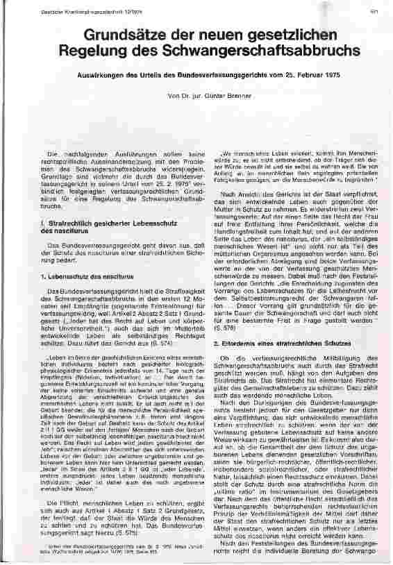 Vorschauseite 1: Grundsätze der neuen gesetzlichen Regelung des Schwangerschaftsabbruchs - Auswirkungen des Urteils des Bundesverfassungsgerichts