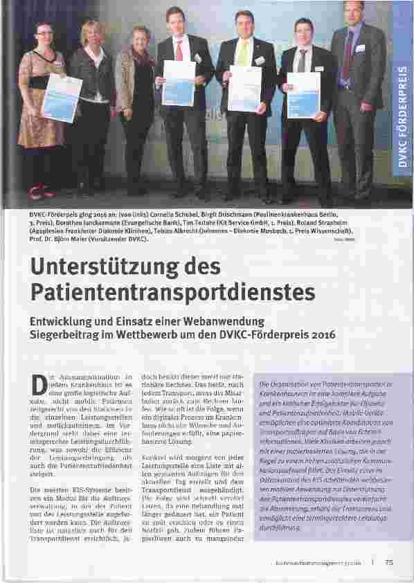 Vorschauseite 1: Unterstützung des Patiententransportdienstes