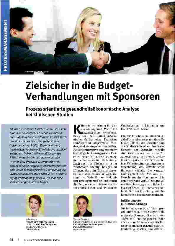 Vorschauseite 1: Zielsicher in die Budget-Verhandlungen mit Sponsoren