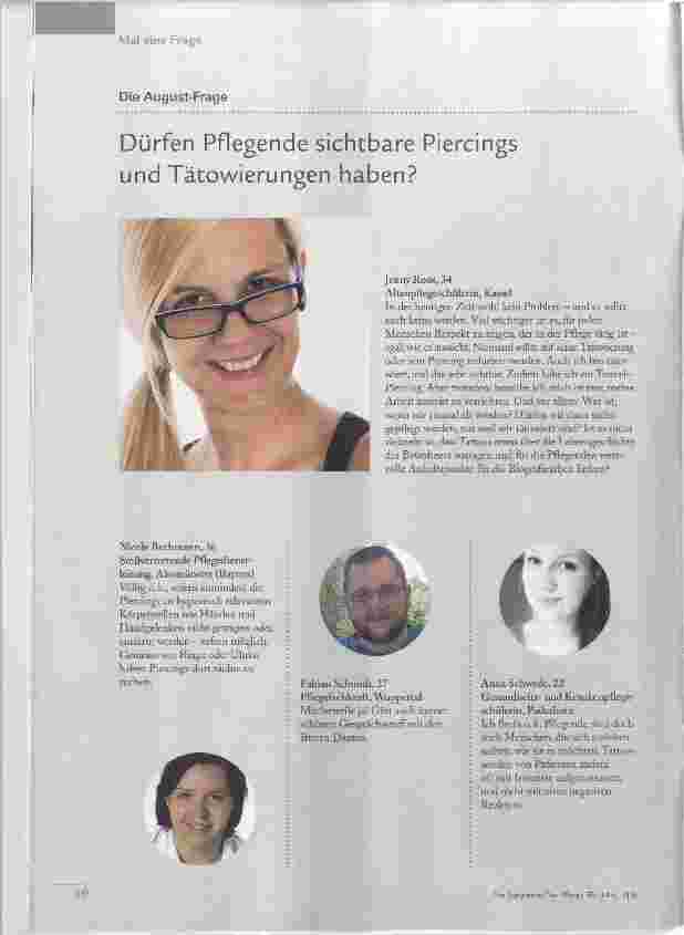 Vorschauseite 1: Dürfen Pflegende sichtbare Piercings und Tätowierungen haben?