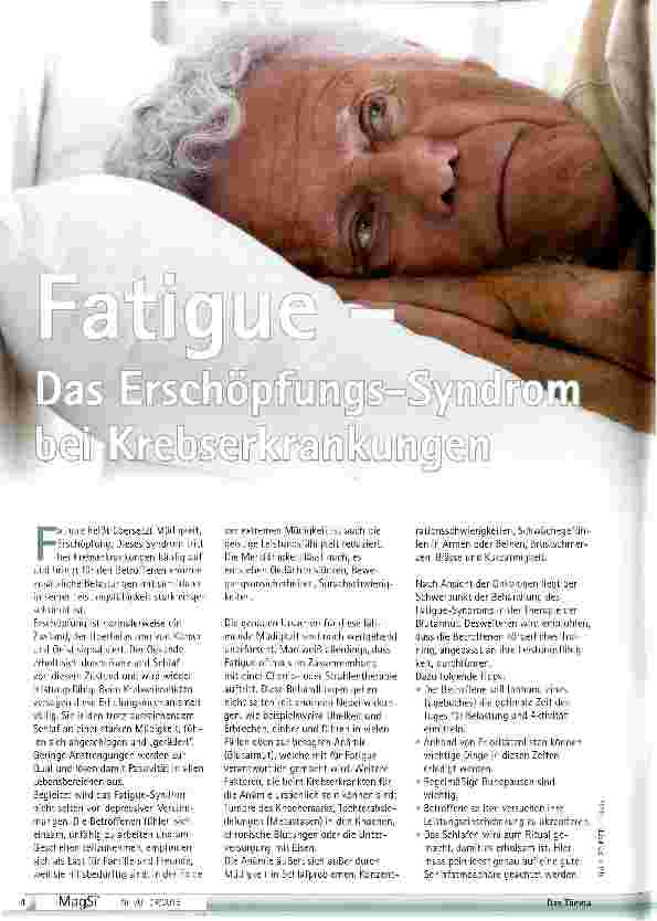 Vorschauseite 1: Fatigue- Das Erschöpfungs-Syndrom bei Krebserkrankungen