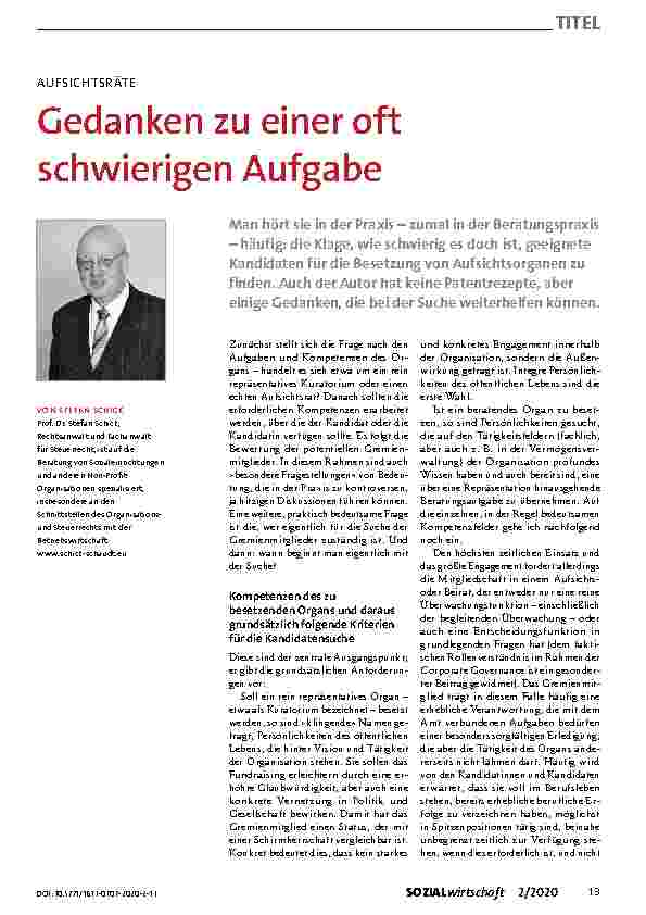 Vorschauseite 1: Gedanken zu einer oft schwierigen Aufgabe