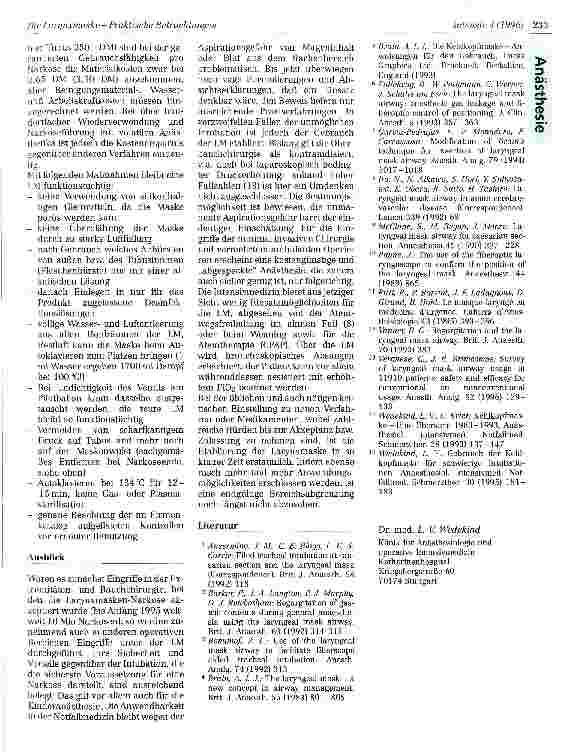 Vorschauseite 6: Die Larynxmaske - Praktische Betrachtungen