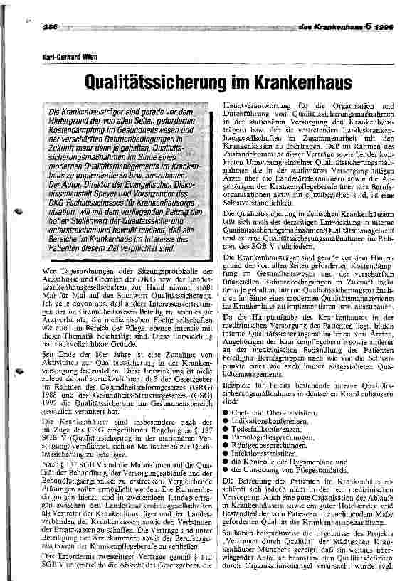 Vorschauseite 1: Qualitätssicherung im Krankenhaus