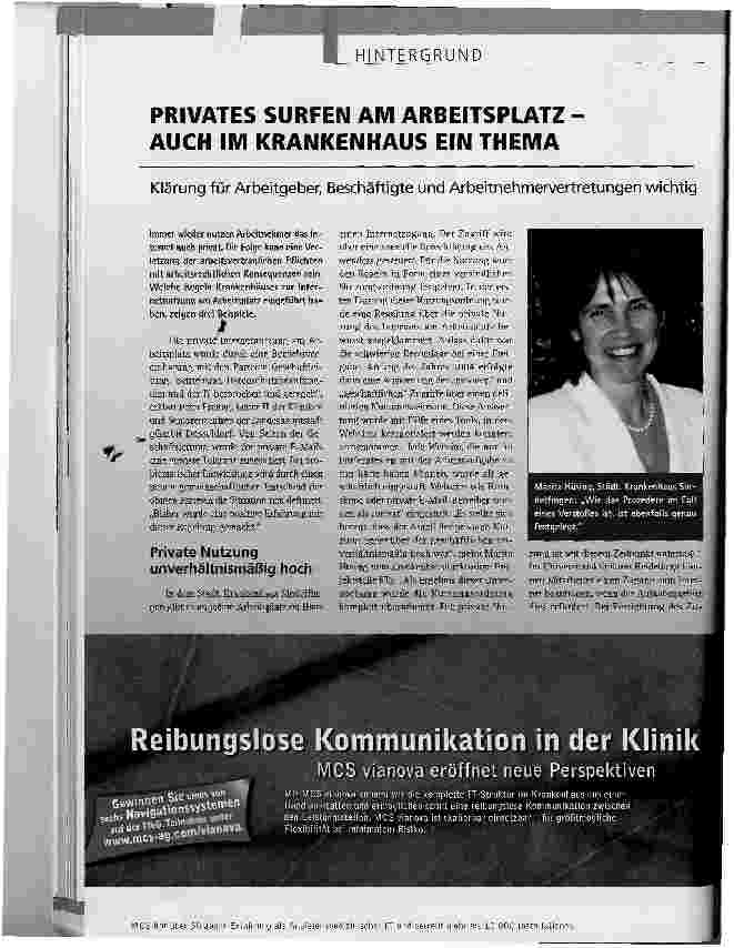 Vorschauseite 1: PRIVATES SURFEN AM ARBEITSPLATZ - AUCH IM KRANKENHAUS EIN THEMAKlärung für Arbeitgeber, Beschäftigte und Arbeitnehmervertretungen wichtig