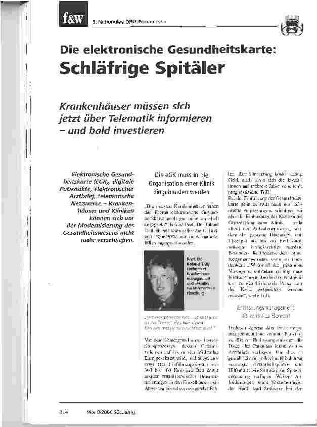 Vorschauseite 1: Schläfrige SpitälerDie elektronische Gesundheitskarte
