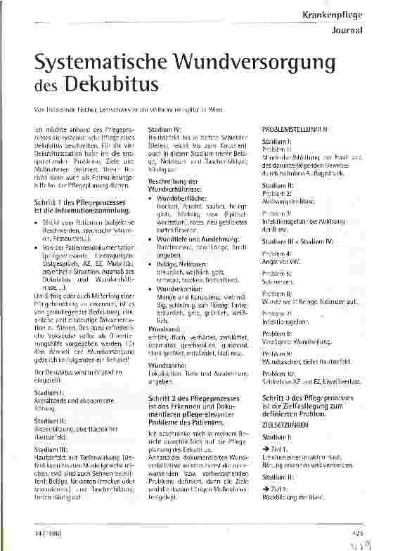 Vorschauseite 1: Systematische Wundversorgung das Dekubitus