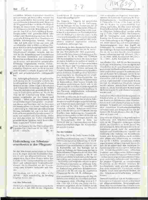 Vorschauseite 1: Einbeziehung von Schadensersatzkosten in den Pflegesatz