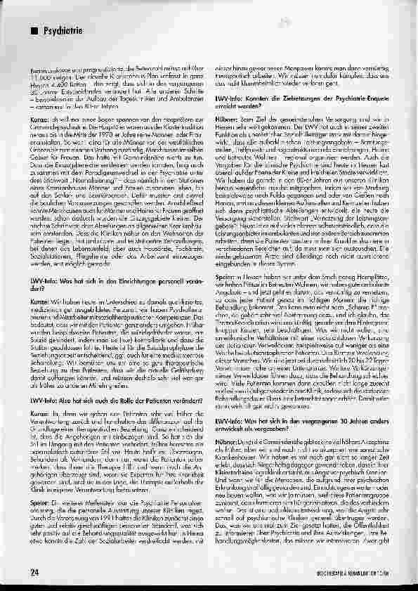 Vorschauseite 2: Eine viel höhere gesellschaftliche Akzeptanz geschaffen30 Jahre Psychiatrie-Enquete beim LWV Hessen