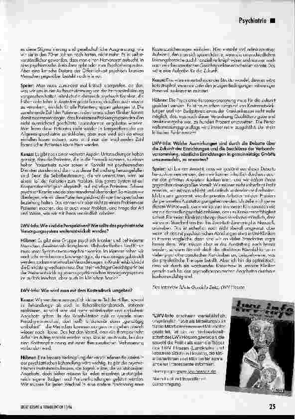 Vorschauseite 3: Eine viel höhere gesellschaftliche Akzeptanz geschaffen30 Jahre Psychiatrie-Enquete beim LWV Hessen