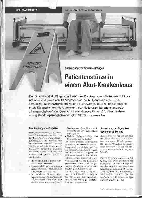 Vorschauseite 1: Patientenstürze in einem Akut-Krankenhaus