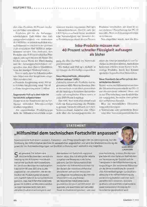 Vorschauseite 3: Neue Qualitätskriterien für Inkontinenzprodukte