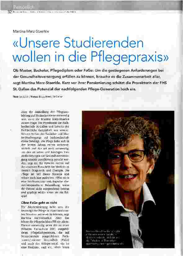 Vorschauseite 1: Unsere Studierenden wollen in die Pflegepraxis