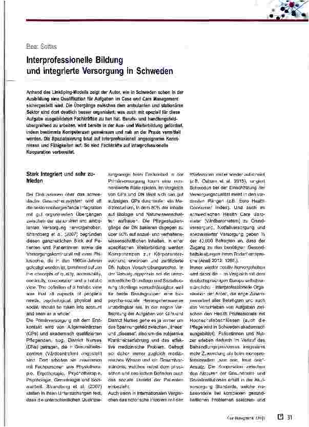 Vorschauseite 1: Interprofessionelle Bildung und integrierte Versorgung in Schweden