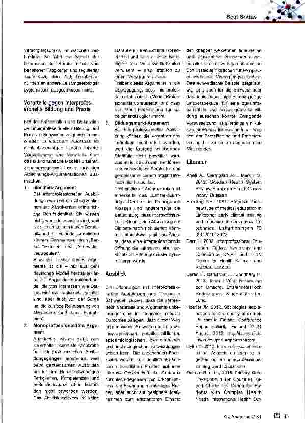 Vorschauseite 5: Interprofessionelle Bildung und integrierte Versorgung in Schweden