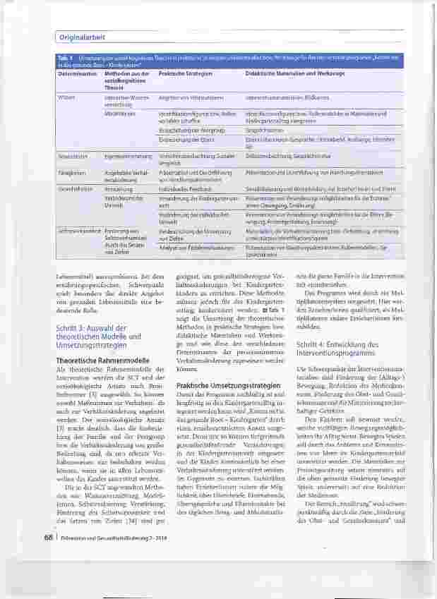 Vorschauseite 4: Entwicklung eines settingspezifischen Gesundheitsförderprogramms durch die Verwendung des Intervention-Mapping-Ansatzes: „Komm mit in das gesunde Boot Kindergarten
