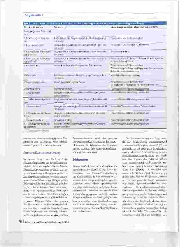 Vorschauseite 6: Entwicklung eines settingspezifischen Gesundheitsförderprogramms durch die Verwendung des Intervention-Mapping-Ansatzes: „Komm mit in das gesunde Boot Kindergarten