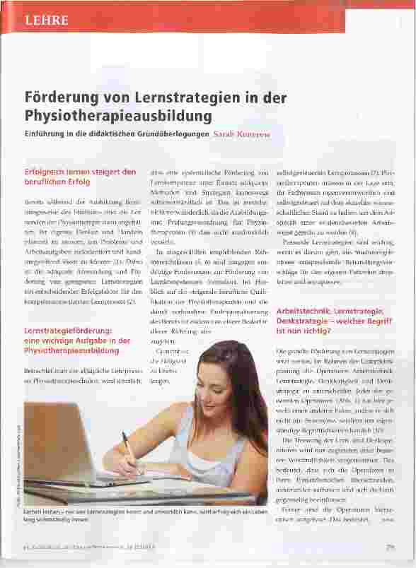 Vorschauseite 1: Förderung von Lernstrategien in der Physiotherapieausbildung