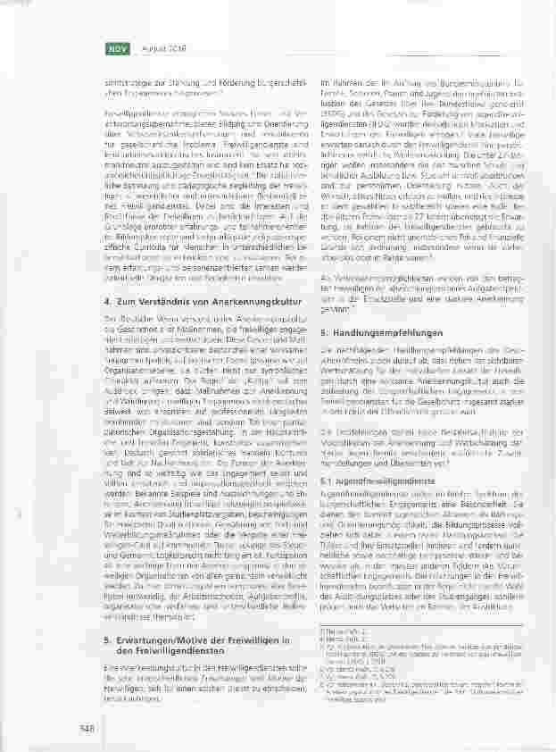 Vorschauseite 2: Empfehlungen des Deutschen Vereins für den Ausbau einer Anerkennungskultur in den Freiwilligendiensten