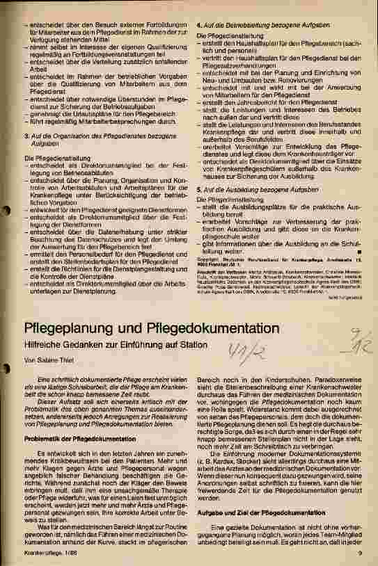 Vorschauseite 1: Pflegeplanung, Pflegedokumentation Hilfreiche Gedanken zur Einführung auf Station
