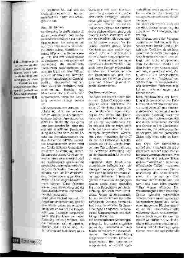 Vorschauseite 3: Ohne Privatisierung gäbe es weder MR noch CT an den Esslinger Kliniken Für und Wider eines Modells - die Sicht eines Anbieters, der gleichzeitig Chefarzt des Krankenhauses ist.