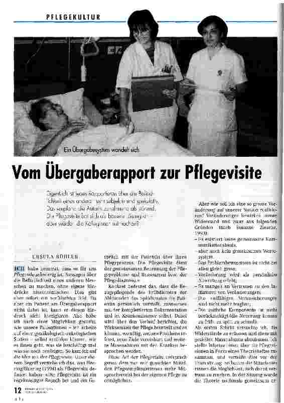 Vorschauseite 1: Vom Übergaberapport zur Pflegevisite Ein Übergabesystem wandelt sich