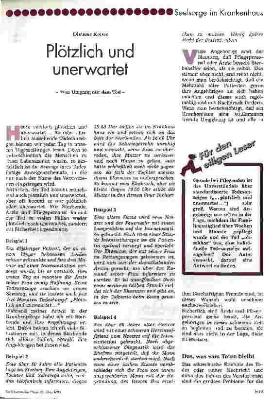 Vorschauseite 1: Plötzlich und unerwartet Vom Umgang mit dem Tod