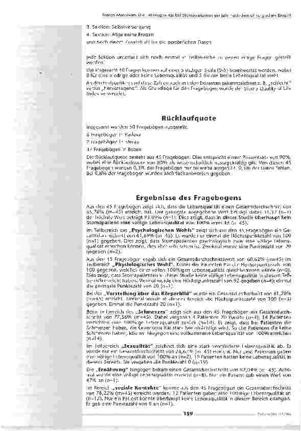 Vorschauseite 3: Die Lebensqualität bei Stomapatienten ein Jahr nach demchirurgischen Eingriff