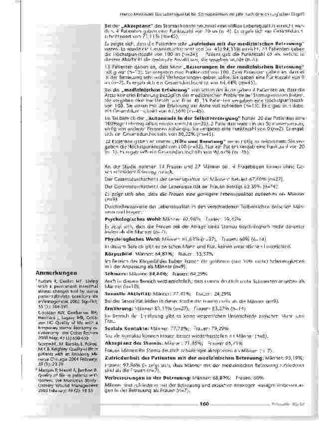 Vorschauseite 4: Die Lebensqualität bei Stomapatienten ein Jahr nach demchirurgischen Eingriff