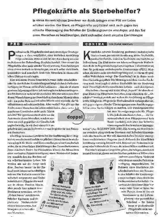 Vorschauseite 1: Pflegekräfte als Sterbehelfer?