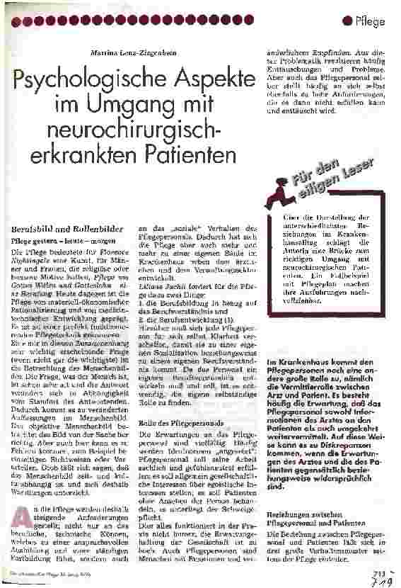 Vorschauseite 1: Psychologische Aspekte im Umgang mit neurochirurgisch-erkrankten Patienten